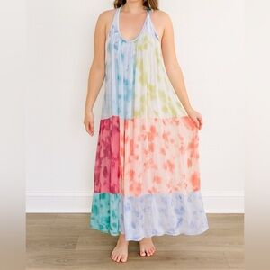 Hache Water Color Floral Halter Fedra Maxi Dress